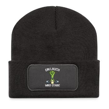 Weightlifter A LEEK BECOMES STRONG Funny - Recycled Patch Beanie - dark grey - Front