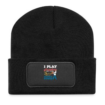 I Play Saxophone Superpower Saxophonist - Recycled Patch Beanie - black - Front