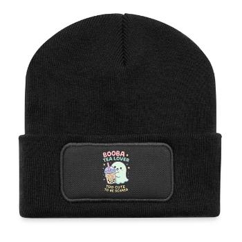Bubble Tea Geist, süßer Boba Lover - Recycelte Patch Beanie - Schwarz - Vorne