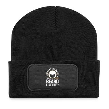 Who Needs Hair With A Beard Like This Bart Glatze - Recycelte Patch Beanie - Schwarz - Vorne