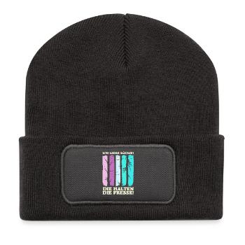 Wald Natur Bäume Naturliebhaber Waldbaden Geschenk - Recycelte Patch Beanie - Dunkelgrau - Vorne