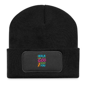 Walk Like God Sent You, Christian Quote  - Recycled Patch Beanie - black - Front