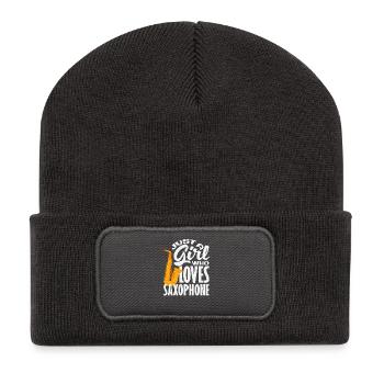 Juste une fille qui aime le saxophone saxophoniste - Beanie recyclé à patch - charbon - Devant