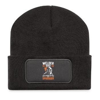 Soudeur qui dit profession, drôle de cadeau de soudeur, - Beanie recyclé à patch - charbon - Devant