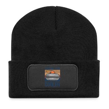 Papa curling comme un papa ordinaire mais plus rétro - Beanie recyclé à patch - noir - Devant
