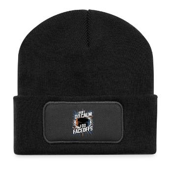 Je ne fais pas de calme, je fais des mises au jeu, du hockey sur glace drôle. - Beanie recyclé à patch - noir - Devant
