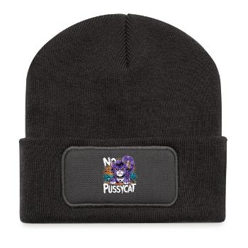 Pas de chat rebelle Chat Combattant - Beanie recyclé à patch - charbon - Devant