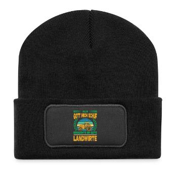 Landwirt Geschenke Landwirtschaft Traktor Bauer - Recycelte Patch Beanie - Schwarz - Vorne