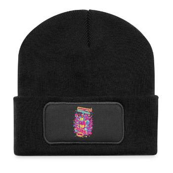 Santé au design de célébration du Nouvel An 2026 - Beanie recyclé à patch - noir - Devant