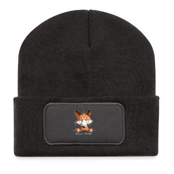 Funny Fox Hello Da Cartoon Saying - Recycled Patch Beanie - dark grey - Front