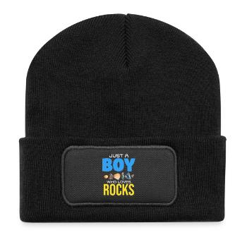 Only a boy loves stones - Recycled Patch Beanie - black - Front