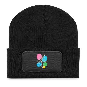 Minimalist Floral Graphic, Boho Summer - Recycled Patch Beanie - black - Front