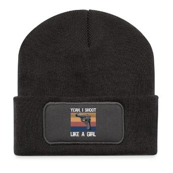 Yeah I Shoot Like A Girl - Recycelte Patch Beanie - Dunkelgrau - Vorne