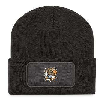 Faultier Basketball Splash - Recycelte Patch Beanie - Dunkelgrau - Vorne