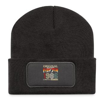 39. Geburtstag Original Dezember Jahrgang 1986 - Recycelte Patch Beanie - Dunkelgrau - Vorne