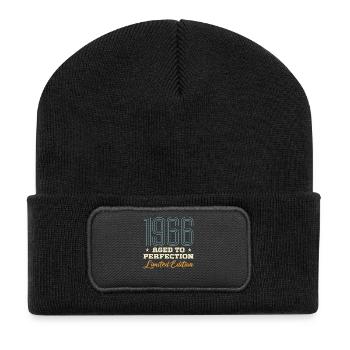 1966 Geschenk 60-jähriges Jubiläum 60 Jahre Vintage 66 - Recycelte Patch Beanie - Schwarz - Vorne