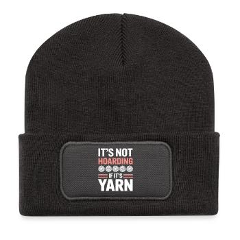 Tricot : Crochet, cadeau en laine amusant DIY - Beanie recyclé à patch - charbon - Devant