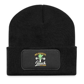 Gewichtheber DER KRASSESTE LAUCH IM GYM Lustig - Recycelte Patch Beanie - Schwarz - Vorne