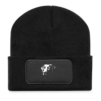 Stilvolles Labrador-Design - Recycelte Patch Beanie - Schwarz - Vorne