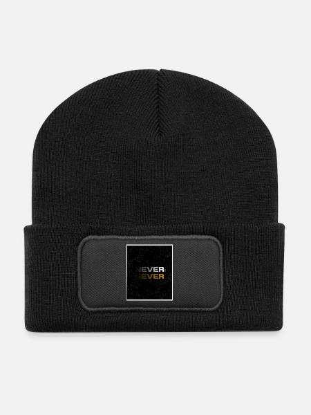 NEVER SAY NEVER – Minimal Statement Design - Recycled Patch Beanie - black