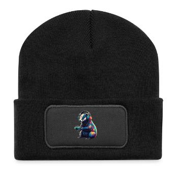 Blaireau Jeux vidéo Animaux Jeux Drôle Blaireau - Beanie recyclé à patch - noir - Devant