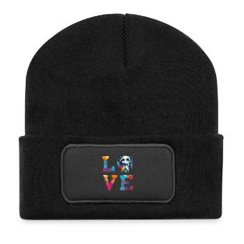 Great Dane Love Colorful Abstract Paint Splatter - Recycled Patch Beanie - black - Front
