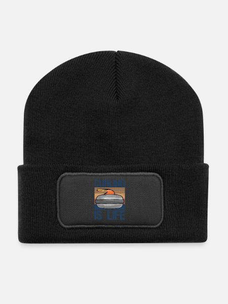 Curling Is Life Winter Sports Lover - Recycelte Patch Beanie - Schwarz