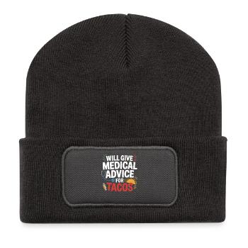 Medizinischer Rat für Tacos - Recycelte Patch Beanie - Dunkelgrau - Vorne