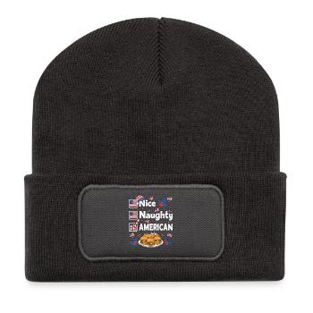 Nice Naughty American Burger Humor - Recycled Patch Beanie - dark grey - Front