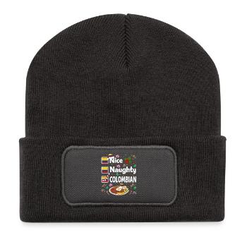 Un joli Noël colombien coquin - Beanie recyclé à patch - charbon - Devant