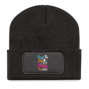 Montez à bord du navire C’est un voyage d’anniversaire 2026 - Beanie recyclé à patch - charbon - Devant