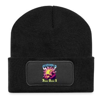 Funny Gaming Gamer Cat - Recycelte Patch Beanie - Schwarz - Vorne