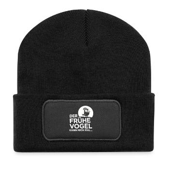 The early bird can me! - Recycled Patch Beanie - black - Front