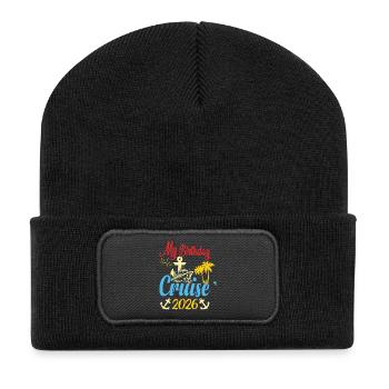 Festive My Birthday Cruise Ship Party 2026 Men - Recycled Patch Beanie - black - Front