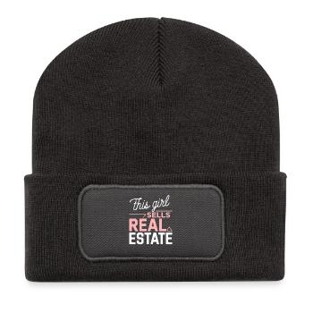 This girl sells real estate - Recycled Patch Beanie - dark grey - Front