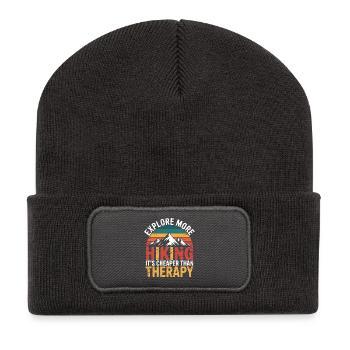 Explore More. It's Cheaper than Therapy - Recycled Patch Beanie - dark grey - Front