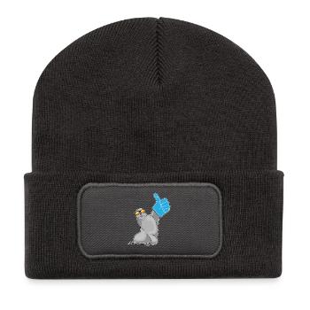 Seehund Daumen hoch - Recycelte Patch Beanie - Dunkelgrau - Vorne
