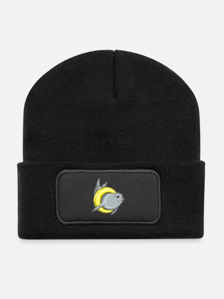 Seehund Schwimmen Schwimmring Sommer - Recycelte Patch Beanie - Schwarz