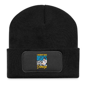 Toilettenverstopfungsmeister Lustiges - Recycelte Patch Beanie - Schwarz - Vorne