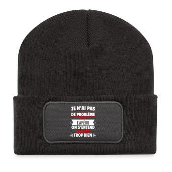 Nur mit Aperitif-Humor - Recycelte Patch Beanie - Dunkelgrau - Vorne