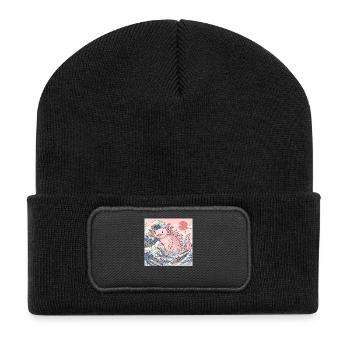 Mignons Kaiju Axolotl dans la vague japonaise - Beanie recyclé à patch - noir - Devant