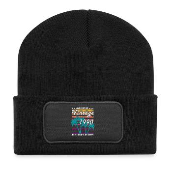 Vintage 1990 Limited Edition Palmen - Recycelte Patch Beanie - Schwarz - Vorne