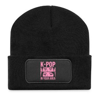 Le look rose de la K-Pop dans la région - Beanie recyclé à patch - noir - Devant