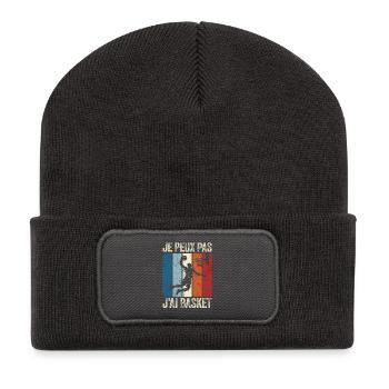Je peux pas j'ai basket - Beanie recyclé à patch - charbon - Devant