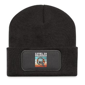 Level 28 Unlocked Headphone Motif - Recycled Patch Beanie - dark grey - Front
