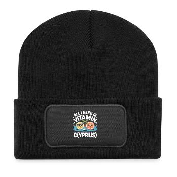 Zypern All I Need Is Vitamin Cyprus Zypern Flagge - Recycelte Patch Beanie - Schwarz - Vorne