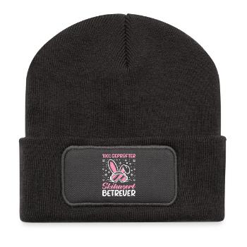 Skieur 100 % SUPERVISEUR SKIEUR CERTIFIÉ DRÔLE - Beanie recyclé à patch - charbon - Devant