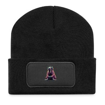 Walrus Gaming Animaux Jeux vidéo Morse Drôle - Beanie recyclé à patch - noir - Devant