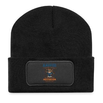 Kaffee vs. Motivation – Lustiges Business Design - Recycelte Patch Beanie - Schwarz - Vorne