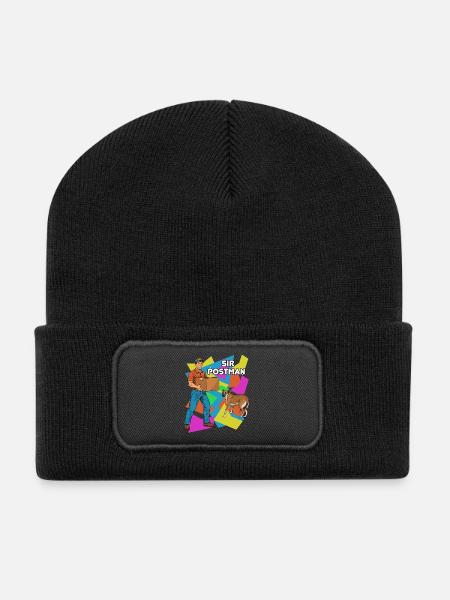 Self-Confident Postman and Dog (PopArt) - Recycled Patch Beanie - black